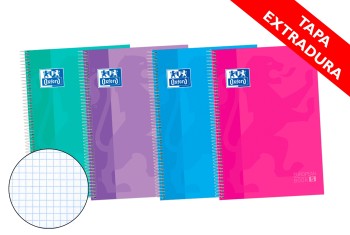 BLOC Fº MICROPERFORADO TAPA EXTRADURA BRILLANTE MULTIASIGNATURA  CUADRO 5X5 120H CLASSIC COLORES TENDENCIA OXFORD 042