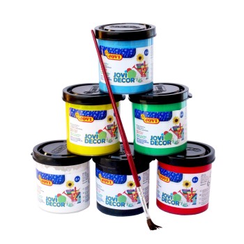 CAJA PINTURA  ACRÍLICA 55ML 6 COLORES + PINCEL JOVI 670