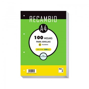 RECAMBIO A4 CUADRO 100H 100GR PACSA 21051