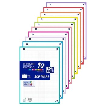 RECAMBIO A4 CUADRO 10/COLORES 90GR 200H OXFORD 229
