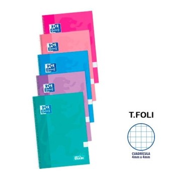 PACK 5 BLOCS Fº TAPA EXTRADURA  CUADRO 4X4 80H COLORES TENDENCIA OXFORD 400122765