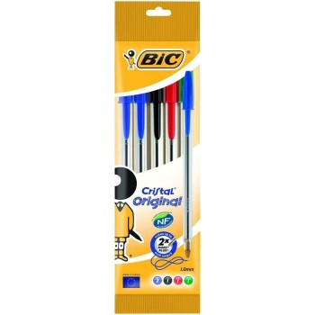 BLÍSTER 5 BOLÍGRAFOS CRISTAL SURTIDO BIC 516346