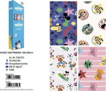 ROLLO PAPEL REGALO MICKEY AND FRIENDS 100X300CM BASIKA