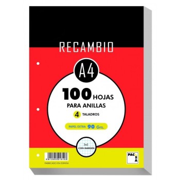 RECAMBIO A4 CUADRO 3MM 100H 90GR PACSA 21264