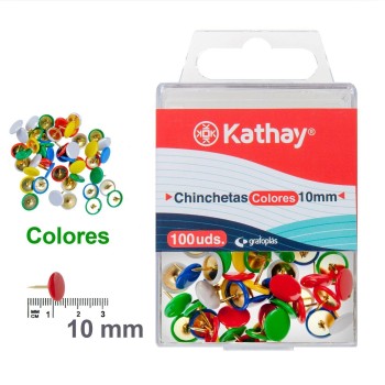 BLISTER CHINCHETAS COLORES 10MM 100UNDS. KATHAY 0699