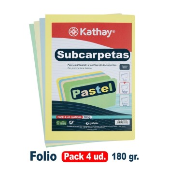 PAQUETE 4 SUBCARPETAS Fº COLOR/PASTEL CENTAURO 3098