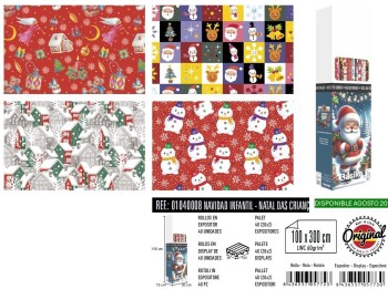 ROLLO PAPEL REGALO NAVIDAD INFANTIL 100X300CM BASIKA