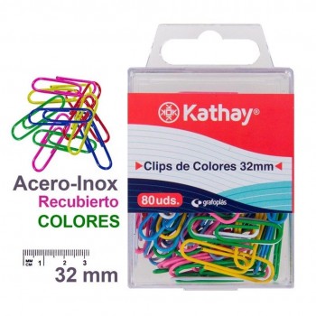 BLÍSTER 80 CLIPS COLORES 32MM 100UNDS. KATHAY 0599