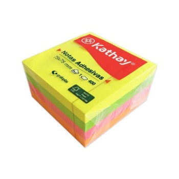NOTAS ADHESIVAS 75X75 NEON SURTIDO 400UNDS. KATHAY 7499