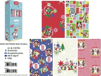 ROLLO PAPEL REGALO MICKEY NAVIDAD 70X200CM BASIKA