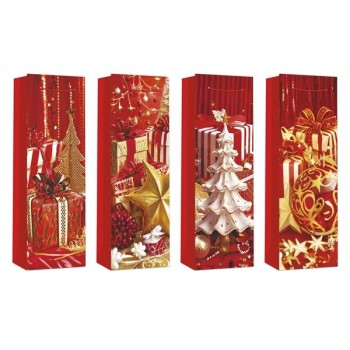 BOLSA NAVIDAD BOTELLERO NAVIDAD ROJO 35x12x10(PACK12)  ARGUVAL 49676