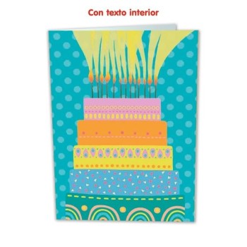 TARJETA GIGANTE TARTA Y VELAS 24x34,5 ARGUVAL 48413