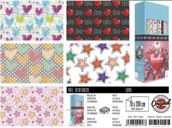 ROLLO PAPEL REGALO LOVE 70X200CM BASIKA