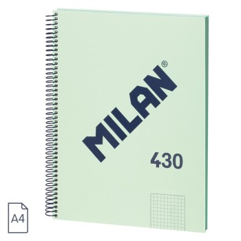 BLOC Fº MICROPERFORADO TAPA EXTRADURA CUADRO 5X5 120HOJAS 95GRS COLOR VERDE MILAN 57143E120GR