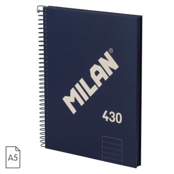 BLOC A5 MICROPERFORADO TAPA EXTRADURA HORIZONTAL 80HOJAS 95GRS COLOR AZUL MILAN 57152E80SNCB