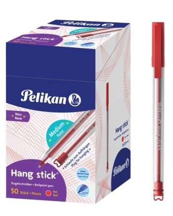 BOLIGRAFO ROJO TINTA  ACEITE TRIANGULAR Y GANCHO PARA COLGAR  PELIKAN 400197416