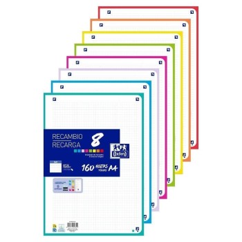 RECAMBIO A4 CUADRO 8/COLORES 90GR 160H OXFORD 228