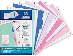 SEPARADORES A4 5H POLIPROPILENO COLORES PASTEL OXFORD 036