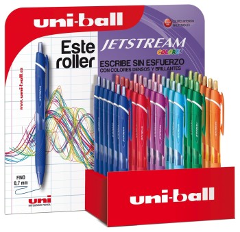 EXPOSITOR 36 BOLIGRAFOS 6 AZUL+6 ROJO+4 RESTO COLORES  ROLLER PUNTA 0,7MM JETSTREAM COLORES UNI-BALL SXN-150C S