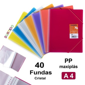 CARPETA CATÁLOGO A4 40FUNDAS ESPIRAL POLIPROPILENO GOMILLAS MAXIPLAS 4299