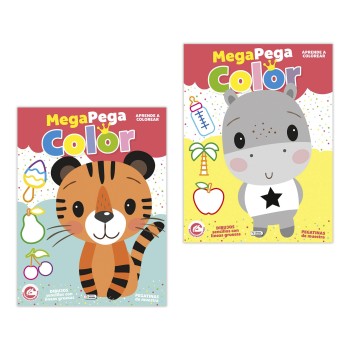 LIBRO MEGA PEGA COLORAPRENDE A COLOREAR SALDAÑA CAD186