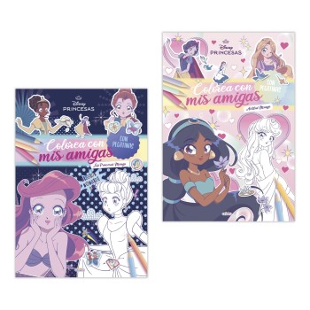 LIBRO PEGACOLOR PRINCESAS DISNEY COLOREA CON MIS AMIGAS SALDAÑA LD1033