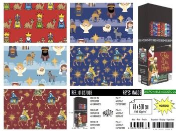 ROLLO PAPEL REGALO NAVIDAD REYES MAGOS 70X500CM BASIKA