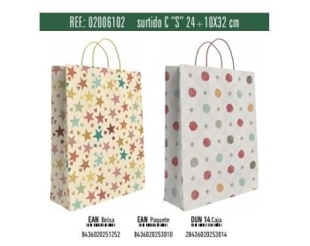 BOLSA REGALO S DECORADA SURTIDA 24X10X32 ANDINA 02006102