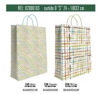 BOLSA REGALO S DECORADA SURTIDA 24X10X32 ANDINA 02006103
