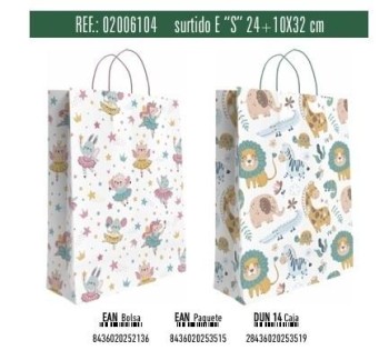 BOLSA REGALO S INFANTIL SURTIDA  24X10X32 ANDINA 02006104