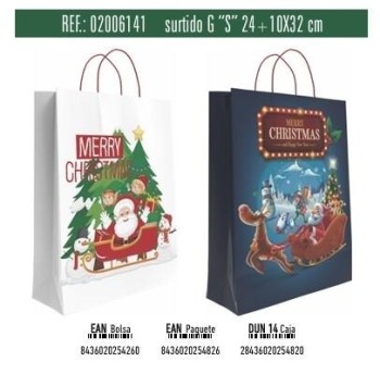 BOLSA REGALO S CHRISTMAS NAVIDAD 24X10X32 ANDINA 02006141