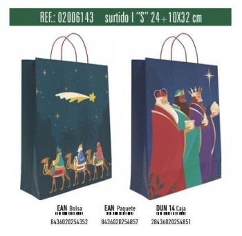 BOLSA REGALO S REYES MAGOS NAVIDAD 24X10X32 ANDINA 02006143