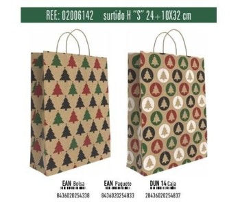 BOLSA REGALO S KRAFT ARBOL NAVIDAD 24X10X32 ANDINA 02006142