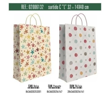 BOLSA REGALO L DECORADA SURTIDA 32X14X40 ANDINA 02006132