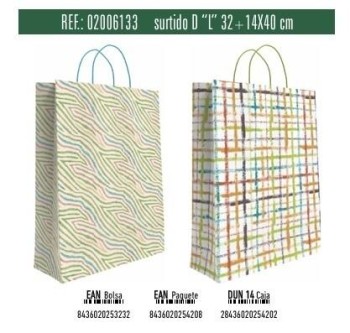 BOLSA REGALO L DECORADA SURTIDA 32X14X40 ANDINA 02006133