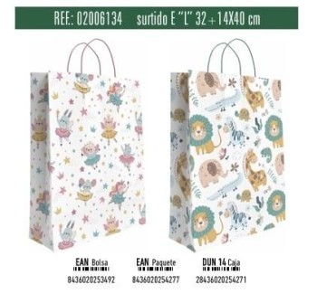 BOLSA REGALO L DECORADA INFANTIL SURTIDA 32X14X40 ANDINA 02006134