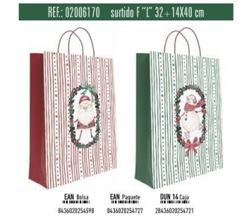 BOLSA REGALO L ORLA NAVIDAD 32X14X40 ANDINA 02006170