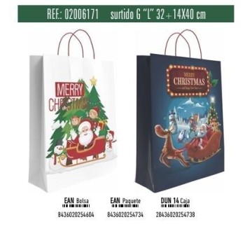 BOLSA REGALO L CHIRSTMAS NAVIDAD 32X14X40 ANDINA 02006171