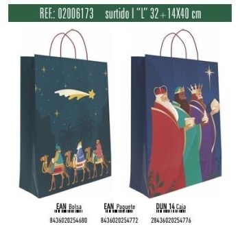 BOLSA REGALO L REYES MAGOS NAVIDAD 32X14X40 ANDINA 02006173
