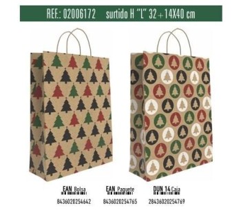 BOLSA KRAFT REGALO L ARBOL NAVIDAD 32X14X40 ANDINA 02006172