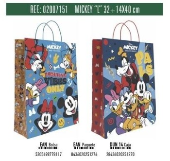 BOLSA REGALO L MICKEY DISNEY 32X14X40 ANDINA 02007151